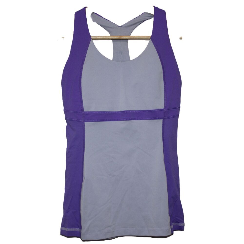 Womens Lululemon Run Fast Track Purple Colorblock Racerback Tank Top Shirt Sz 6